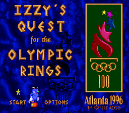Izzy's Quest for the Olympic Rings (Europe) Title Screen